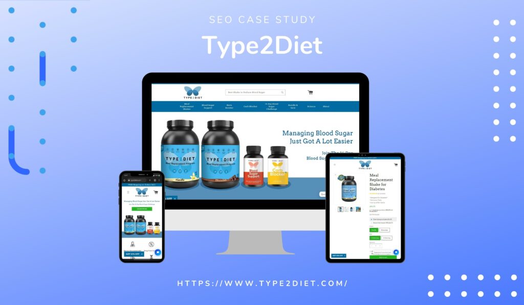 ecommerce client type2diet website screenshots for seo case study